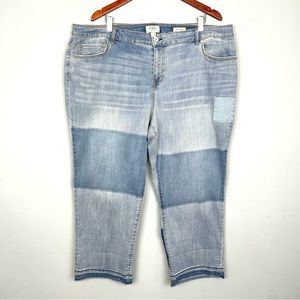 LOGO Lori Goldstein Cleopatra boyfriend fit patchwork relaxed hem jeans SZ 22WP